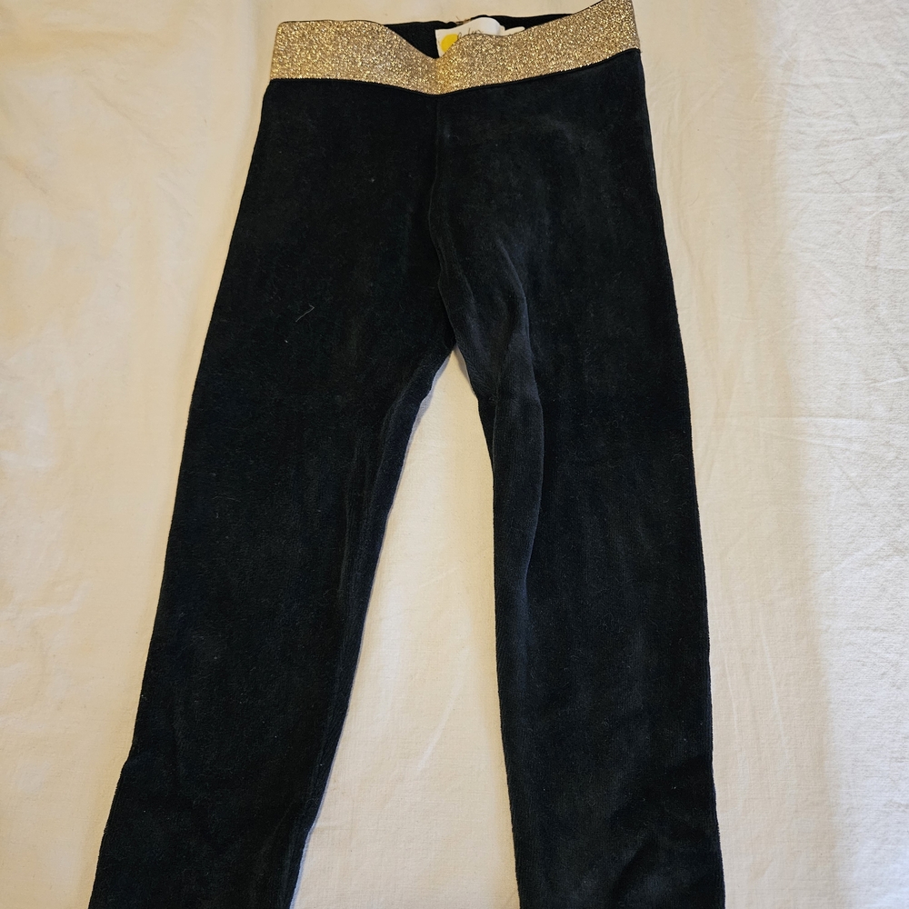 Boden Black Leggings with Sparkling Gold Waistband